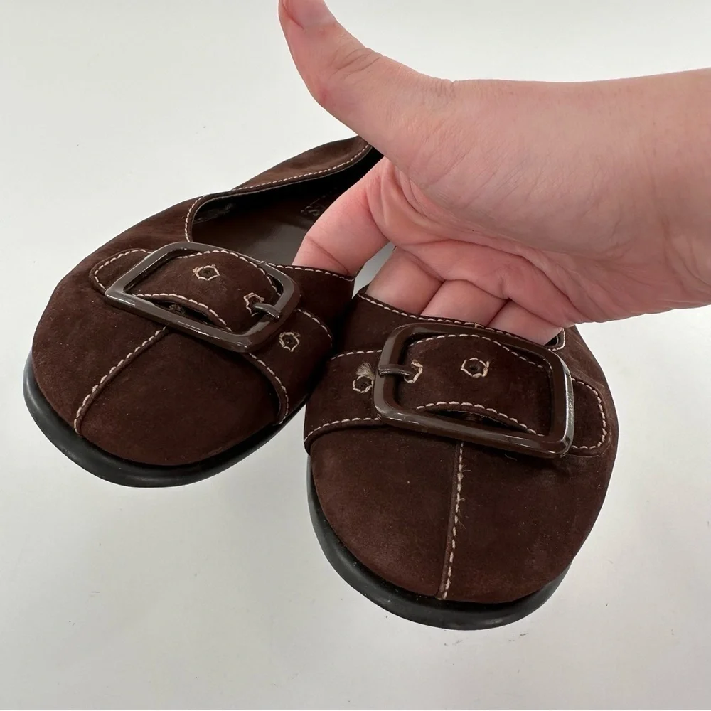Aerosoles womens flats size 7.5 chocolate brown suede buckle old money loafers